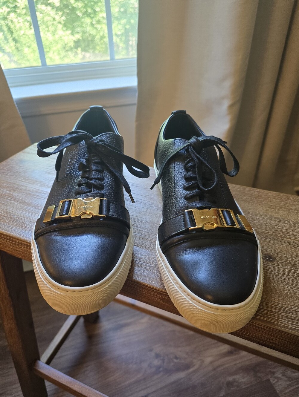 Buscemi 50MM Classic Leather Sneakers Mens EU 46/ US 12.5/13 Black Strap Buckle